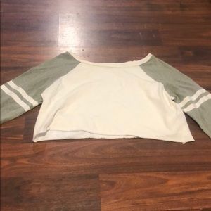 Green and cream crop top